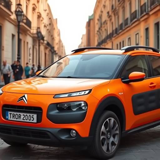 Fotografía de un Citroën C4 Cactus Feel naranja, en Triana, Sevilla.