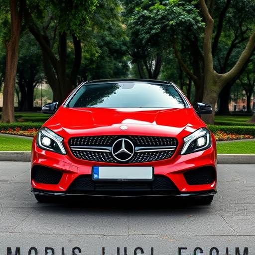 Mercedes-Benz Clase A 200 AMG Line rojo, en el Parque de María Luisa.